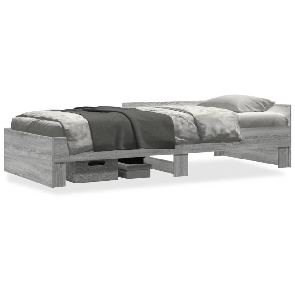 Estructura de cama madera de ingeniería gris Sonoma 90x190
