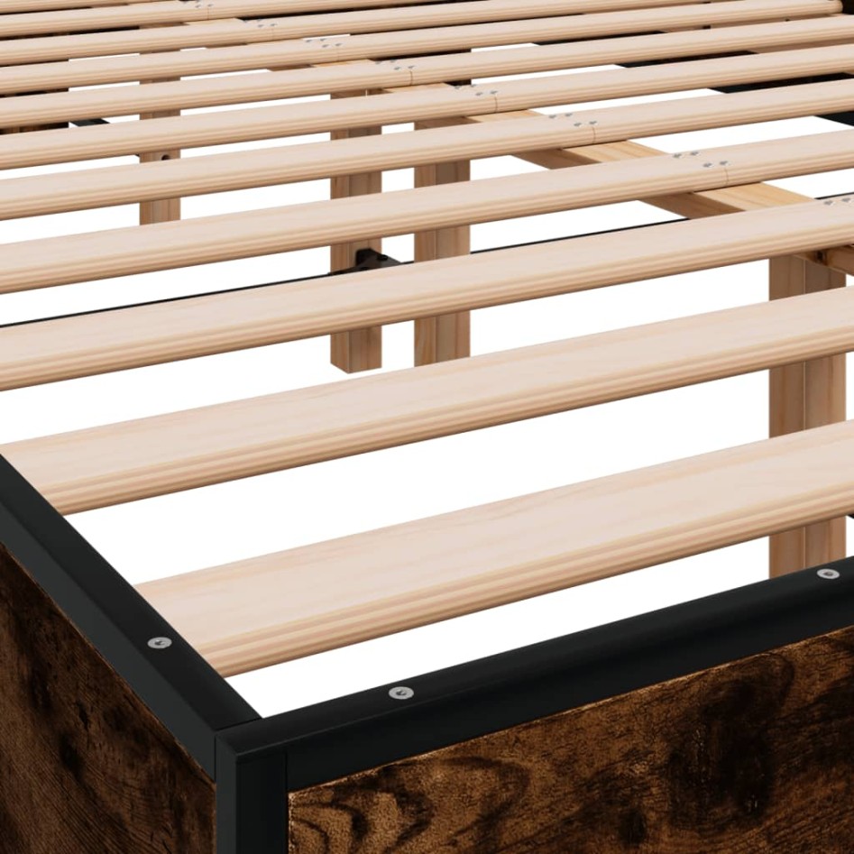 Estructura cama madera ingeniería metal roble ahumado