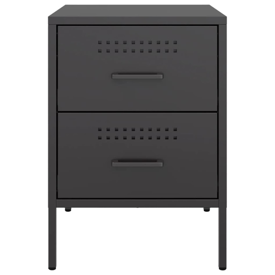 Mesita de noche acero negro 36x39x50,5