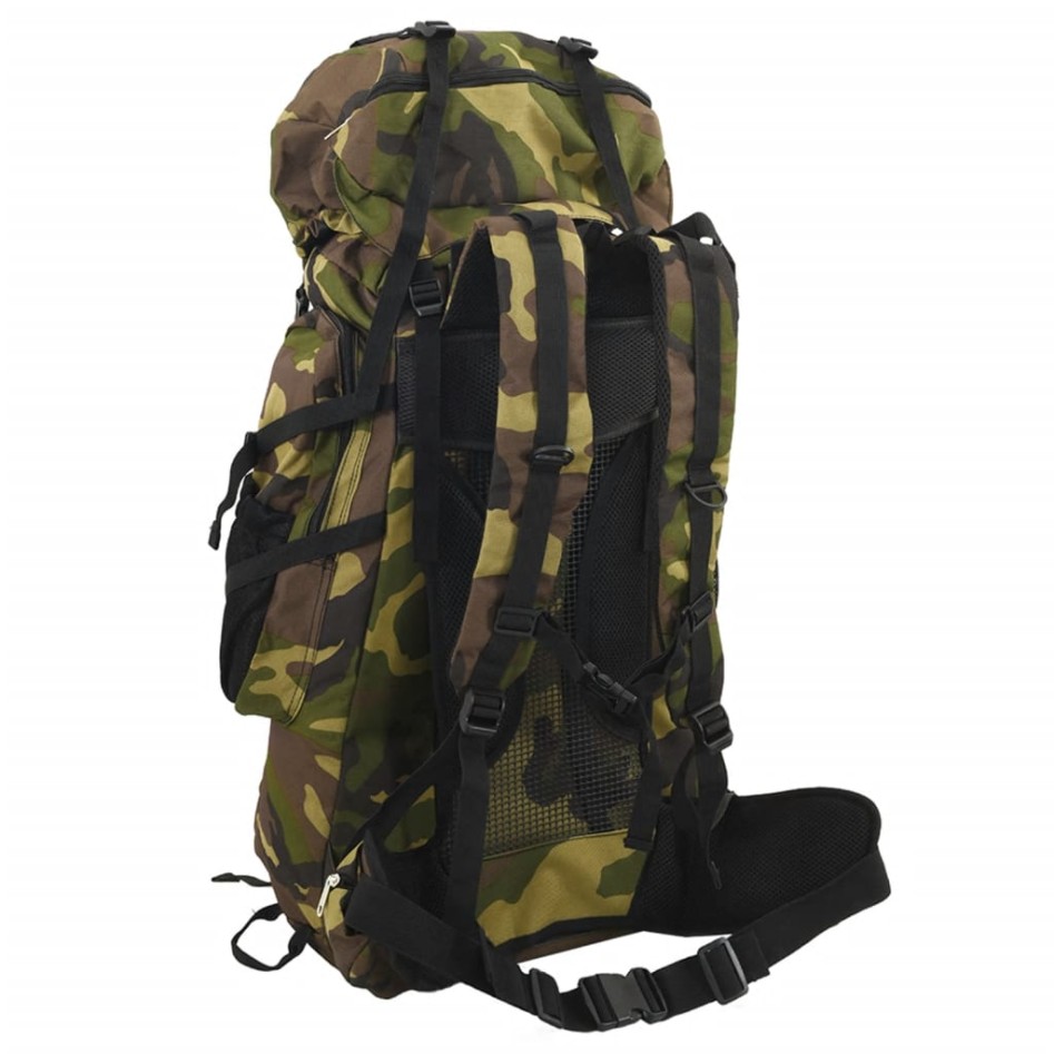 Mochila de senderismo tela oxford verde camuflaje 80