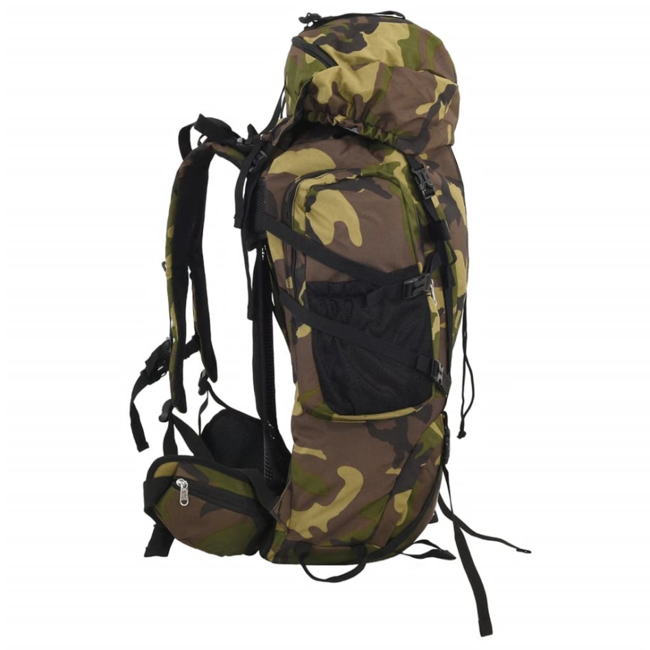 Mochila de senderismo tela oxford verde camuflaje 60