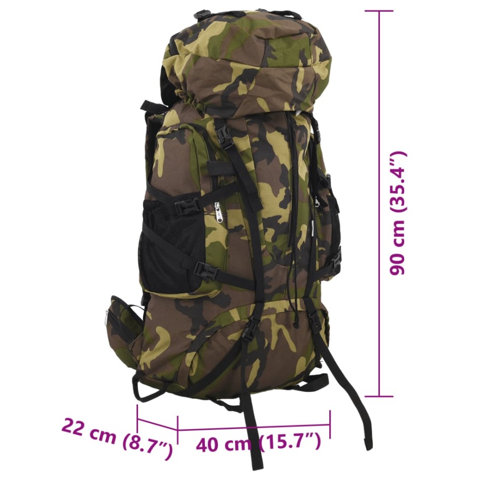 Mochila de senderismo tela oxford verde camuflaje 100