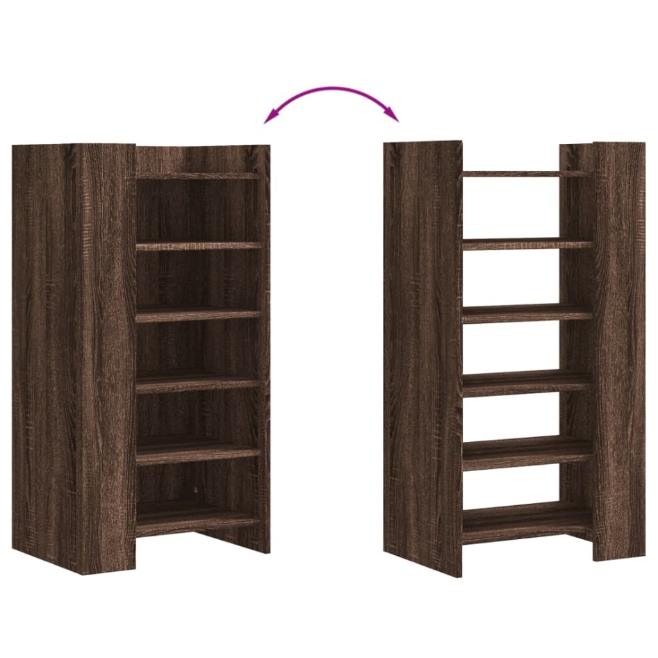 Mueble zapatero madera de ingenería marrón roble 52x37,5x100