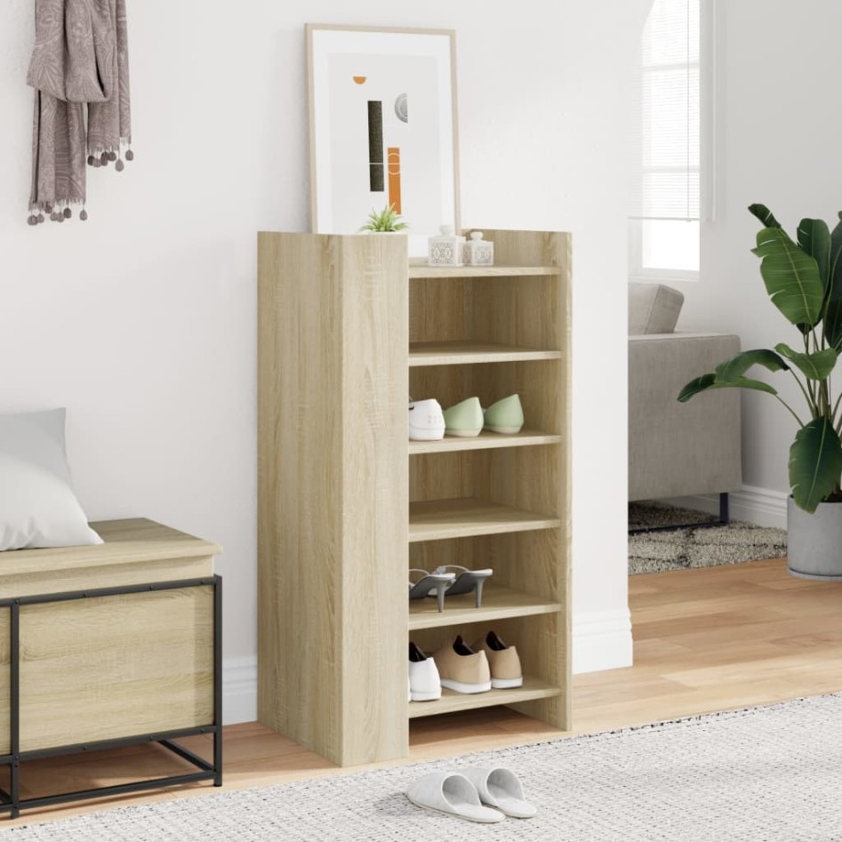 Mueble zapatero madera ingeniería roble Sonoma 52x37,5x100