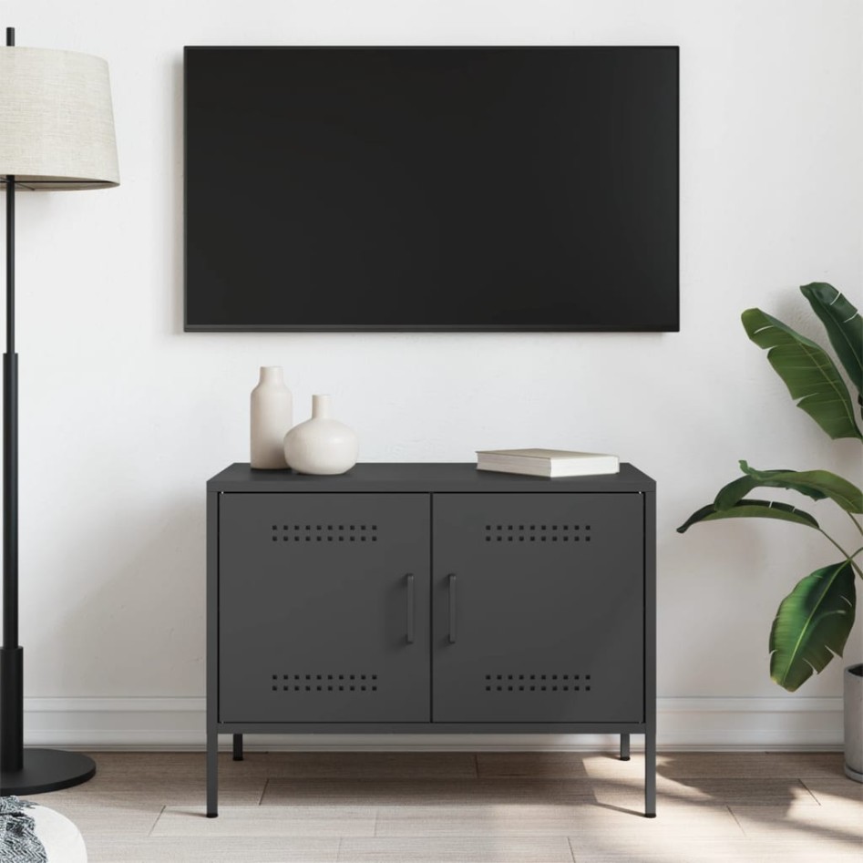 Mueble de TV acero negro 68x39x50,5