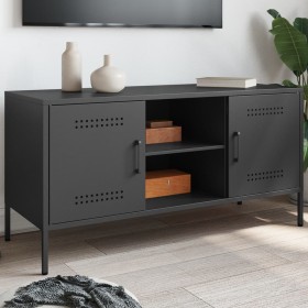 Mueble para TV de acero negro 100,5x39x50,5