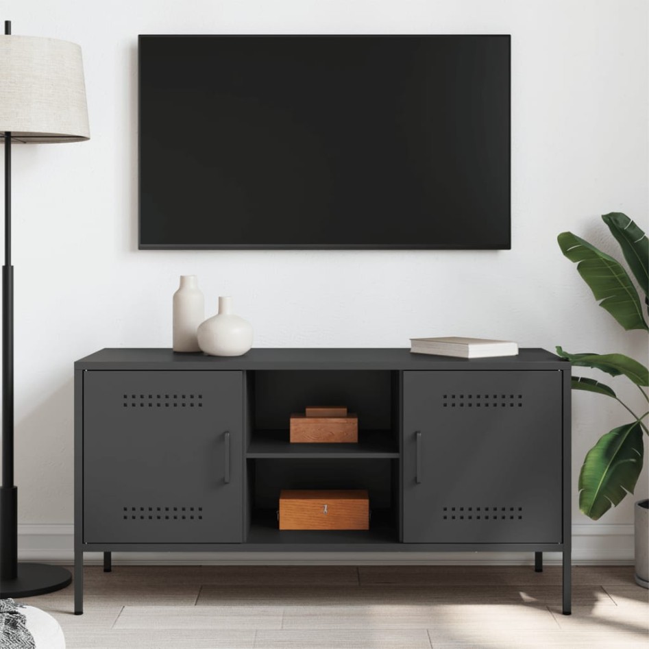 Mueble para TV de acero negro 100,5x39x50,5