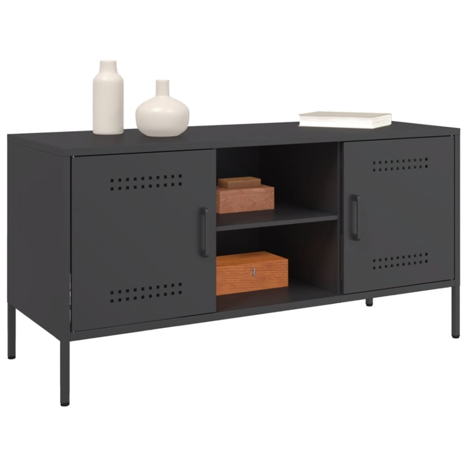 Mueble para TV de acero negro 100,5x39x50,5