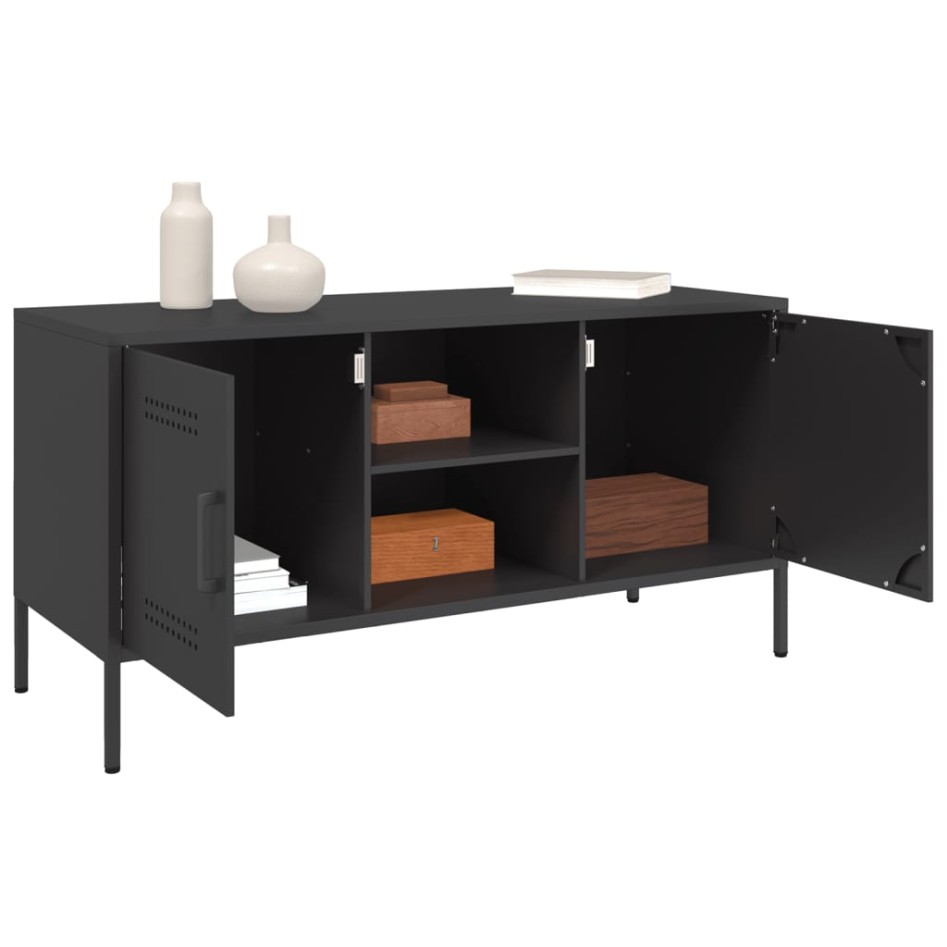 Mueble para TV de acero negro 100,5x39x50,5