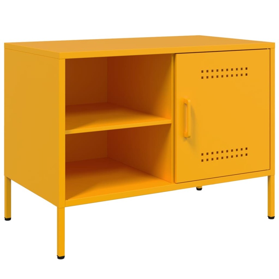Mueble de TV de acero amarillo mostaza 68x39x50,5