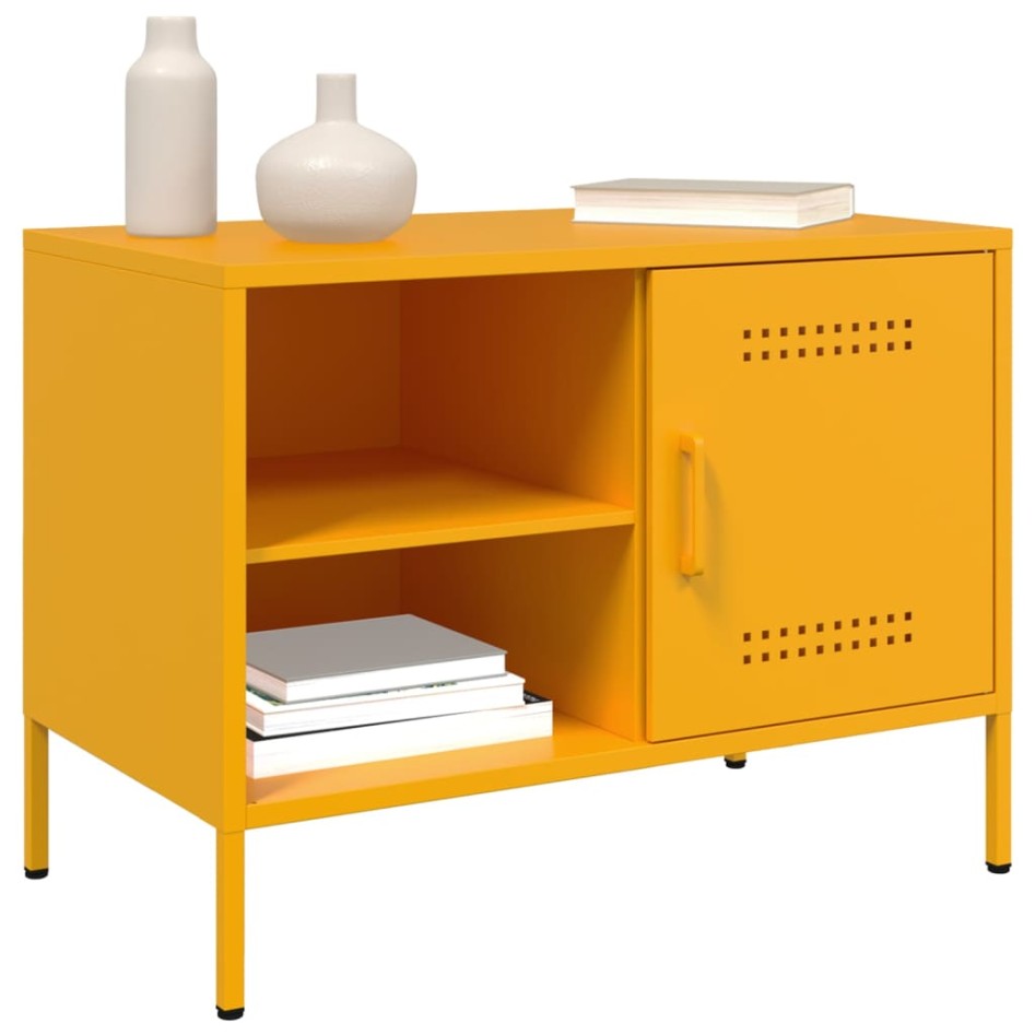 Mueble de TV de acero amarillo mostaza 68x39x50,5