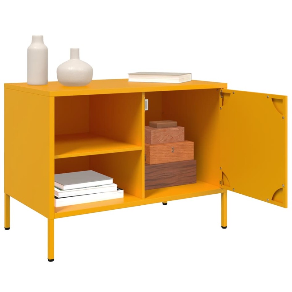 Mueble de TV de acero amarillo mostaza 68x39x50,5