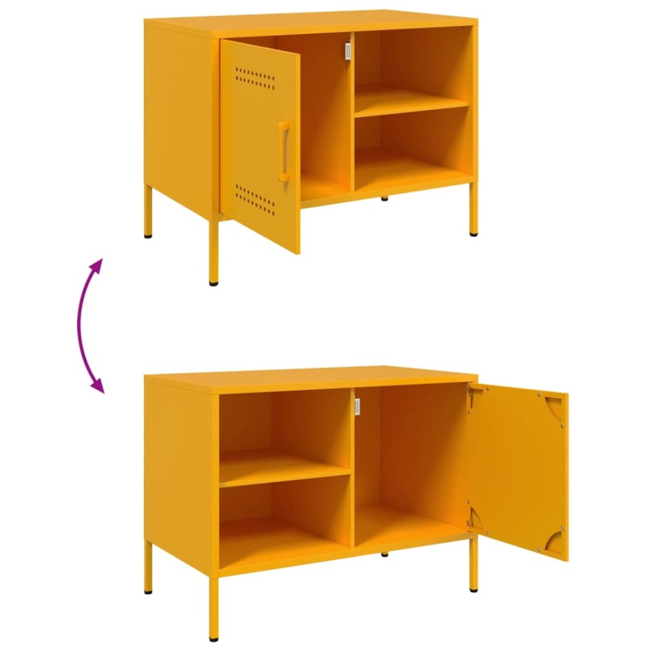 Mueble de TV de acero amarillo mostaza 68x39x50,5