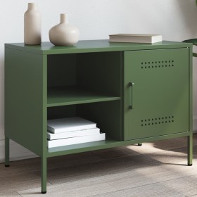 Mueble de TV de acero verde oliva 68x39x50,5