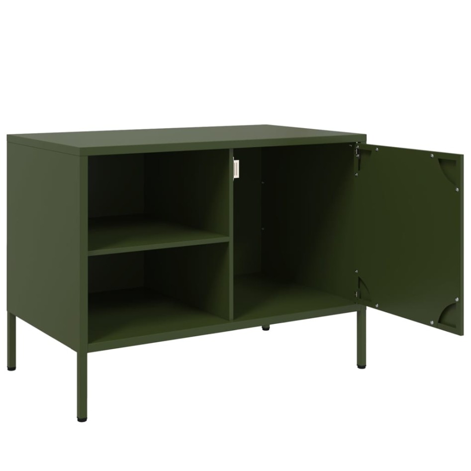 Mueble de TV de acero verde oliva 68x39x50,5