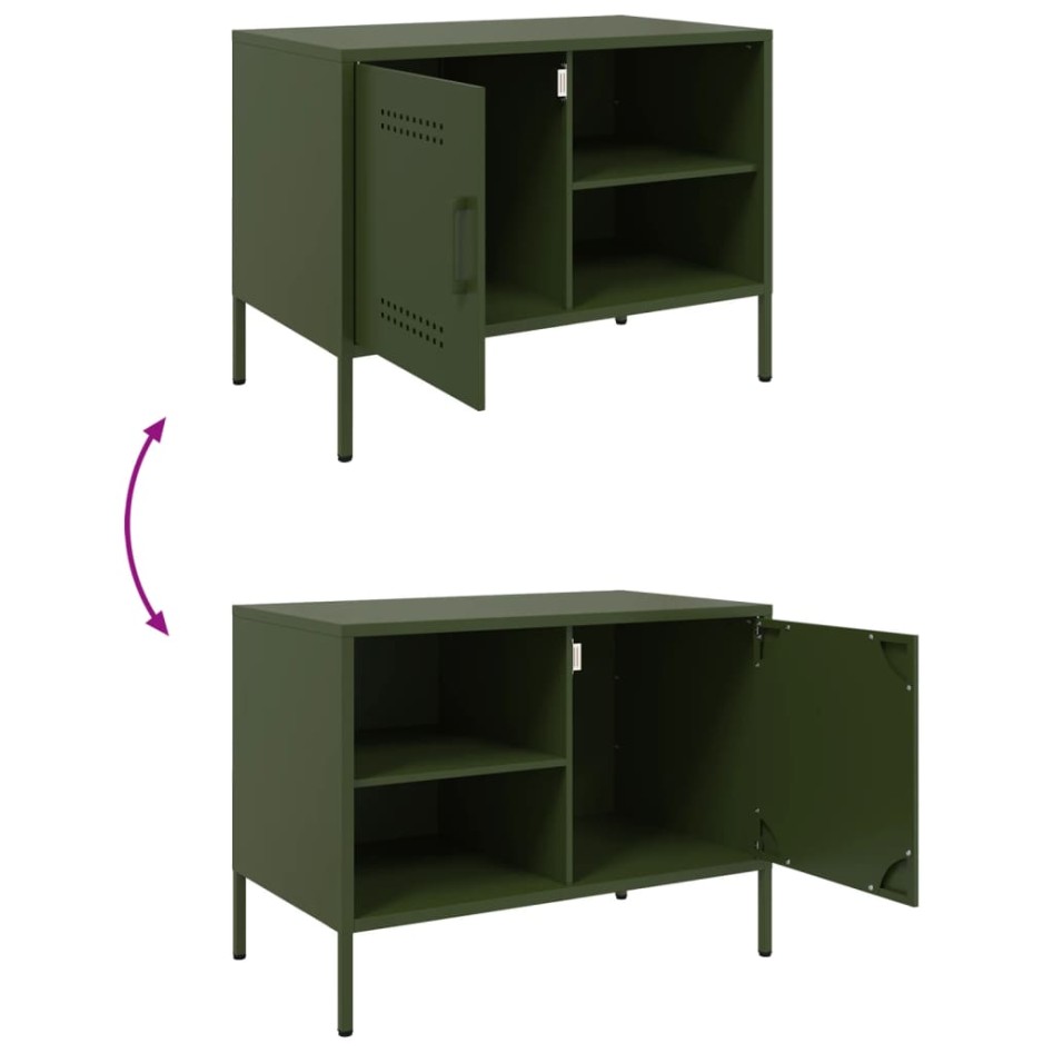 Mueble de TV de acero verde oliva 68x39x50,5