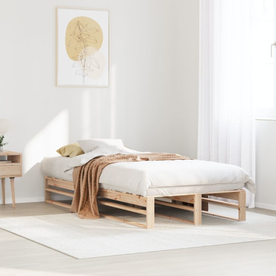 Estructura de cama sin colchón madera maciza de pino 100x200