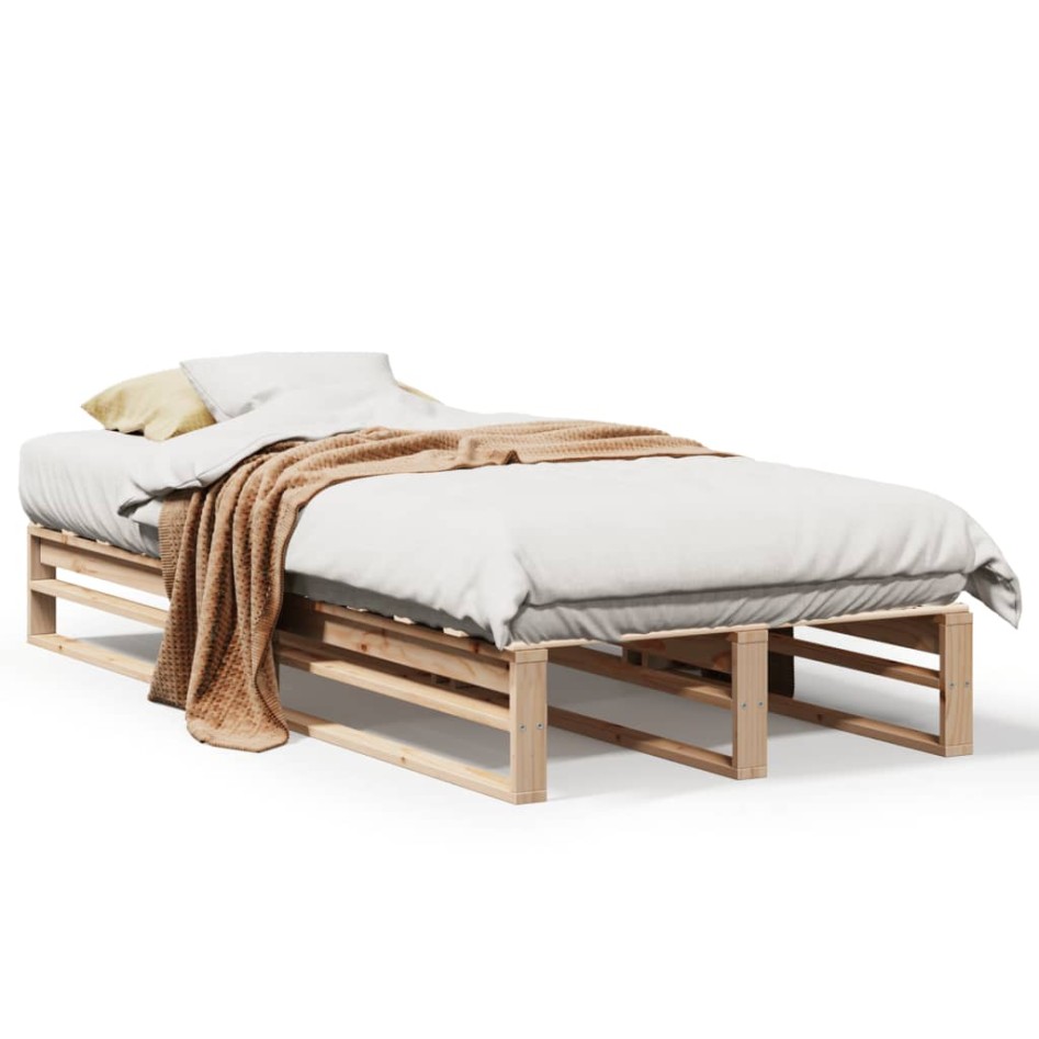 Estructura de cama sin colchón madera maciza de pino 90x190