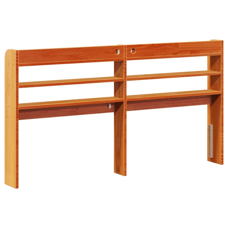 Cabecero de cama con estantes madera maciza pino marrón 160