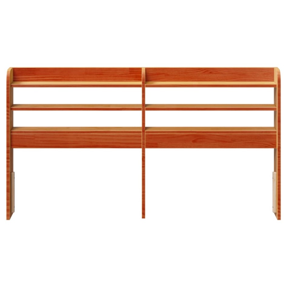 Cabecero de cama con estantes madera maciza pino marrón 140