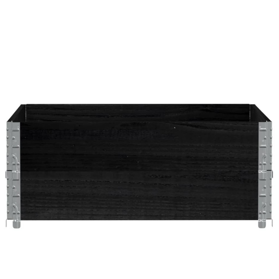 Collares de palets 2 uds madera maciza de pino negro 100x100