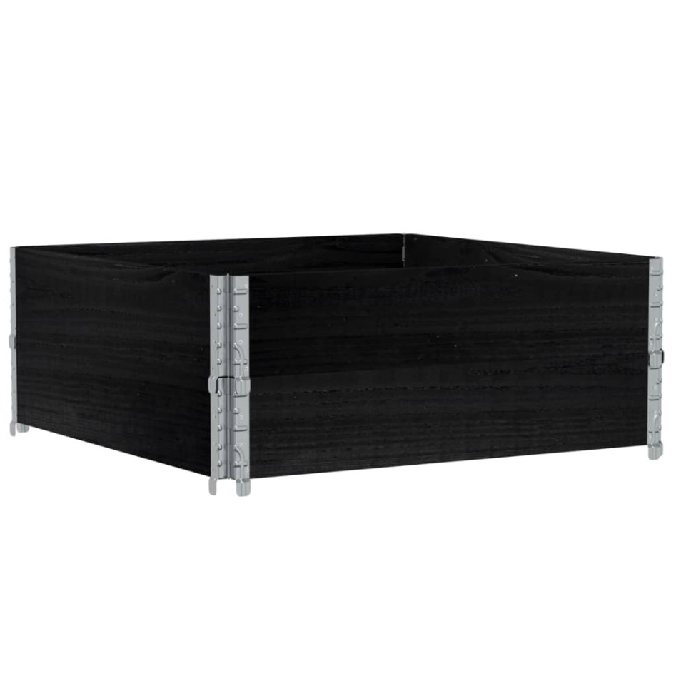 Collares de palets 2 uds madera maciza de pino negro 100x100