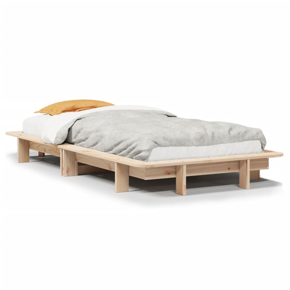 Estructura de cama sin colchón madera maciza de pino 90x190