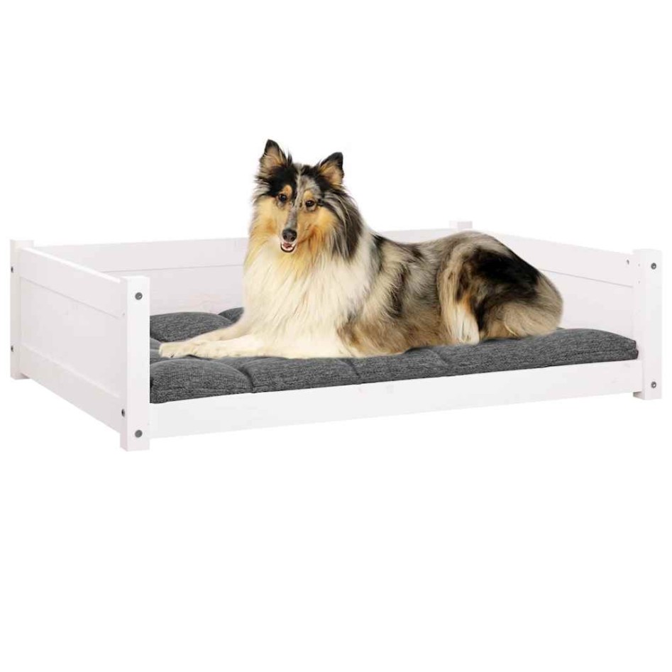 Cama para perros madera maciza de pino blanco 95,5x65,5x28