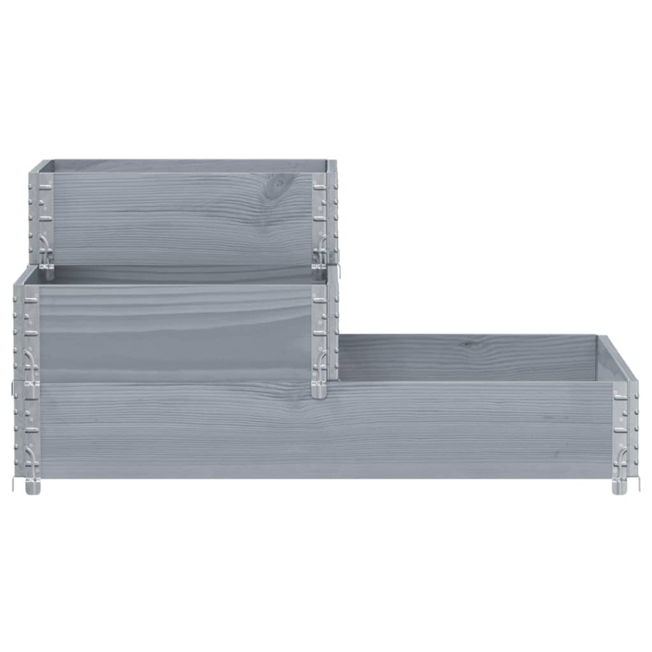 Arriate elevado de 3 niveles madera maciza pino gris 120x80