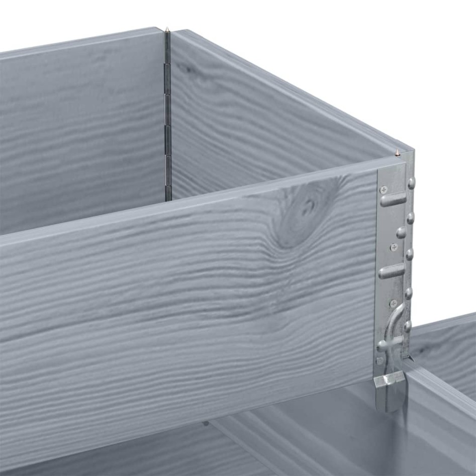 Arriate elevado de 3 niveles madera maciza pino gris 120x80