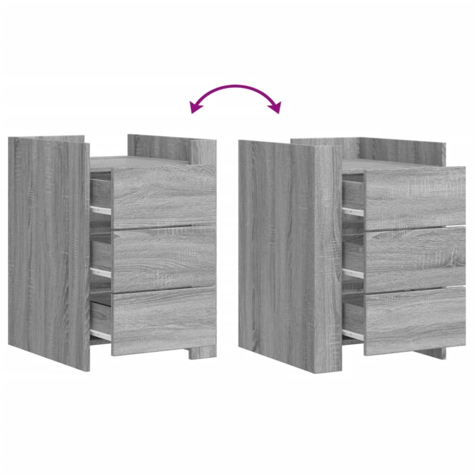 Mesita de noche madera de ingeniería gris Sonoma 45x50x65