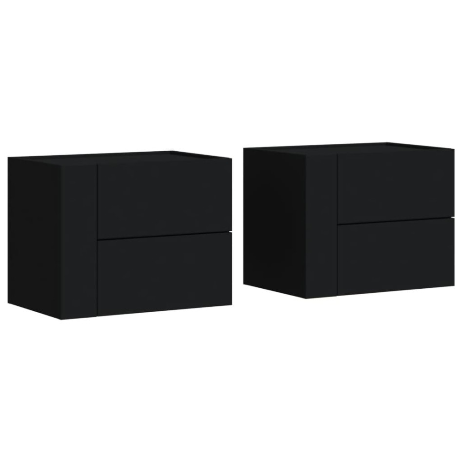 Mesitas de noche de pared 2 unidades negra 45x30x35