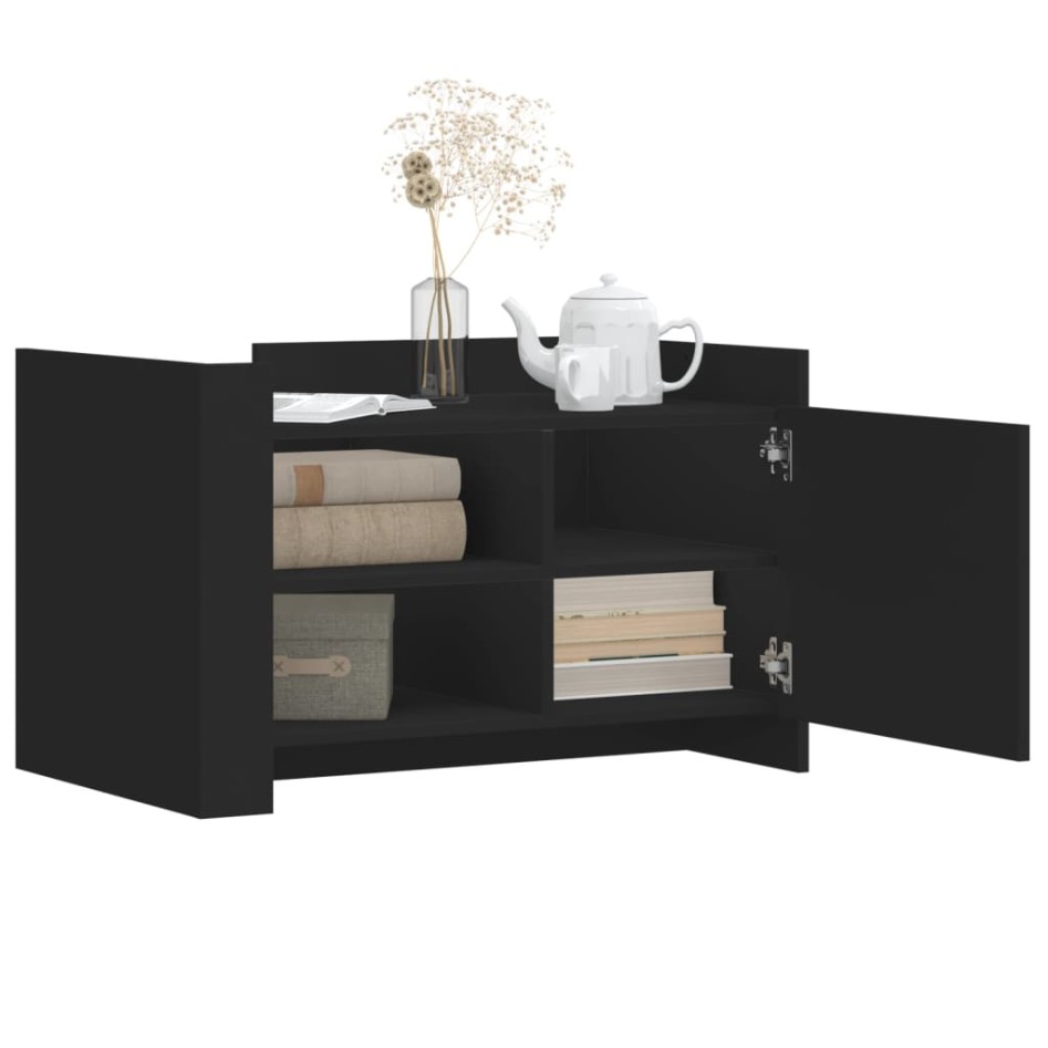 Mesa de centro madera de ingeniería negra 80x50x50