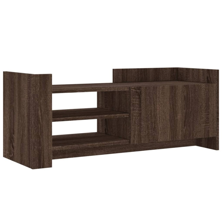 Mueble TV madera contrachapada color marrón roble 100x35x40