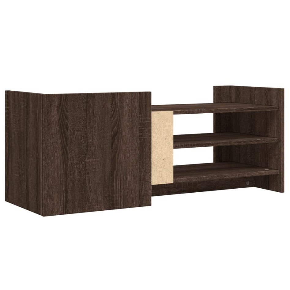 Mueble TV madera contrachapada color marrón roble 100x35x40