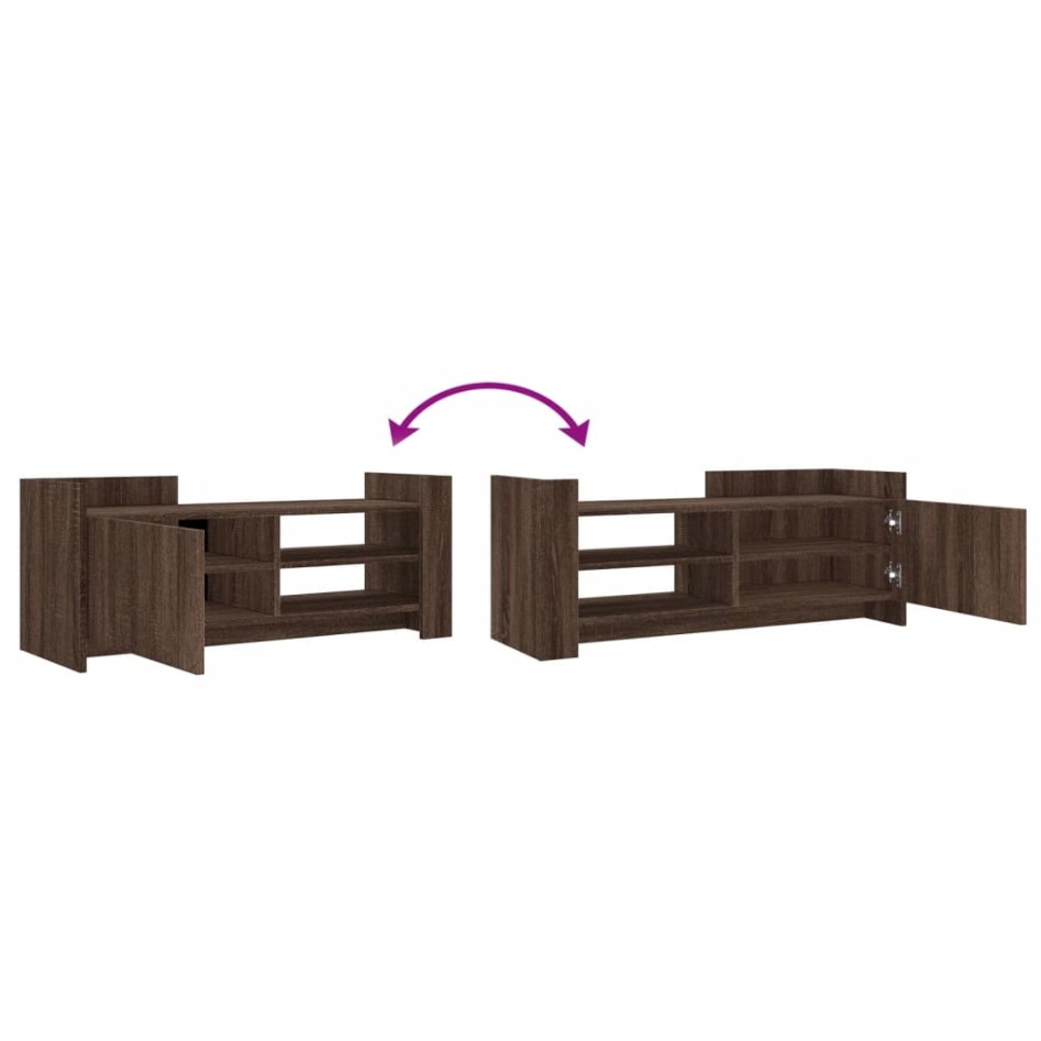 Mueble TV madera contrachapada color marrón roble 100x35x40