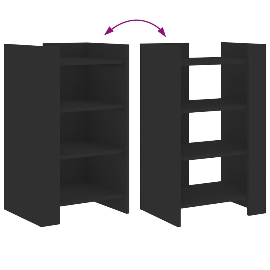 Aparador de madera de ingeniería negro 45x35x75