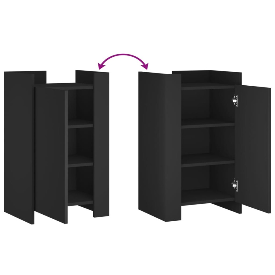 Aparador de madera de ingeniería negro 45x35x75