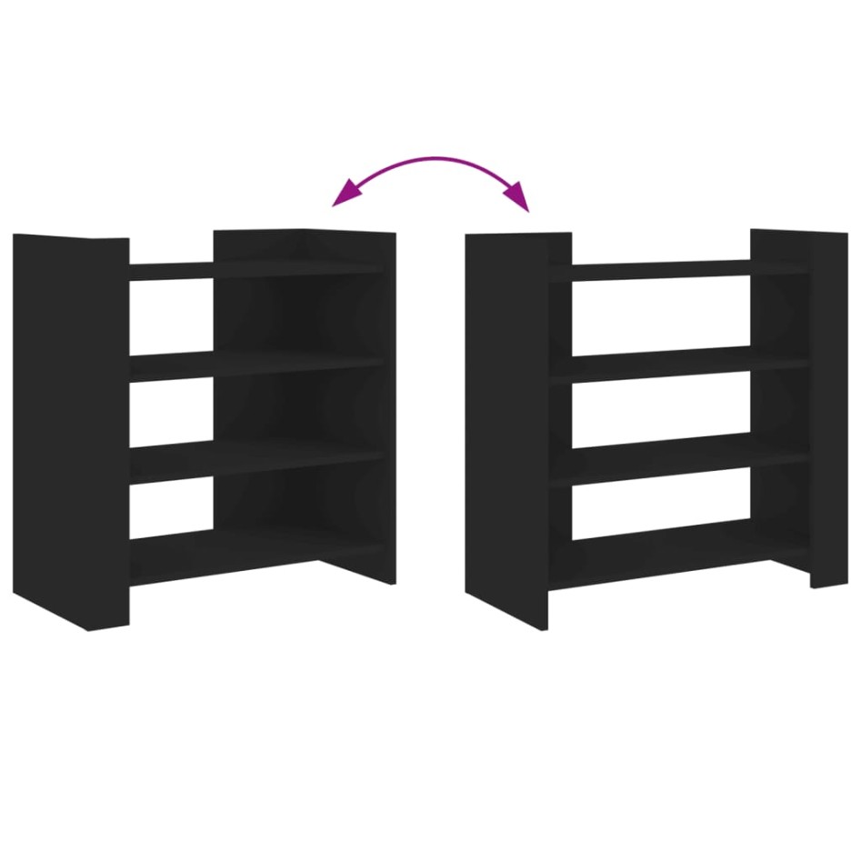 Aparador de madera de ingeniería negro 73,5x35x75