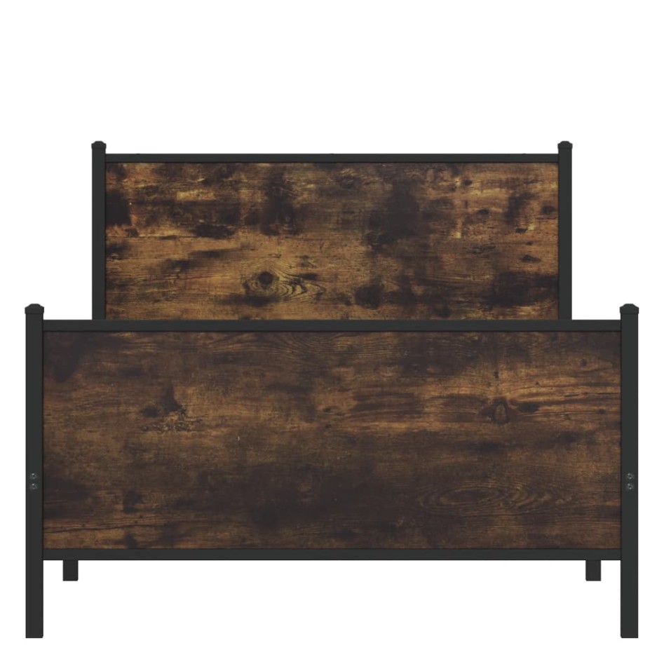Estructura de cama sin colchón metal roble ahumado 100x200
