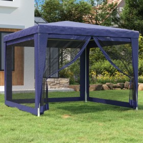 Carpa para fiestas con 4 paredes de malla HDPE azul 3x3