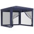 Carpa para fiestas con 4 paredes de malla HDPE azul 3x3