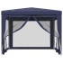 Carpa para fiestas con 4 paredes de malla HDPE azul 3x3