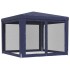 Carpa para fiestas con 4 paredes de malla HDPE azul 3x3