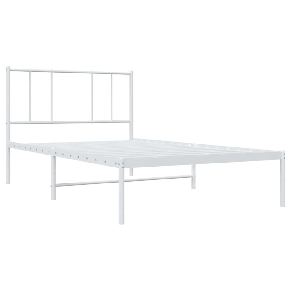 Estructura cama sin colchón con cabecero metal blanco 75x190
