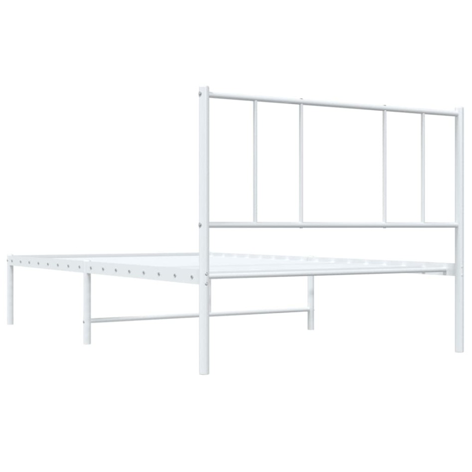 Estructura cama sin colchón con cabecero metal blanco 75x190