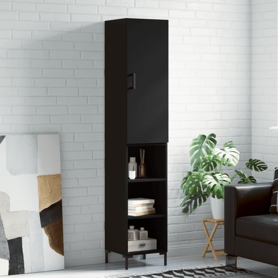 Aparador de madera contrachapada negro 34,5x34x180