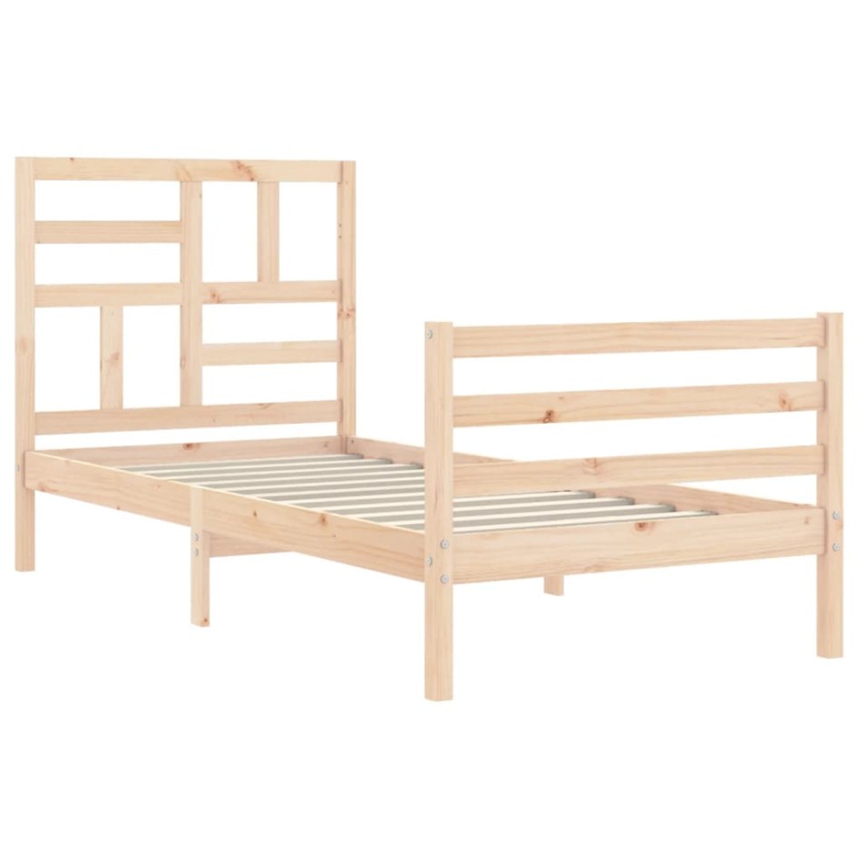 Estructura de cama con cabecero madera maciza 90x200