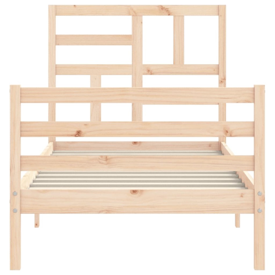 Estructura de cama con cabecero madera maciza 90x200