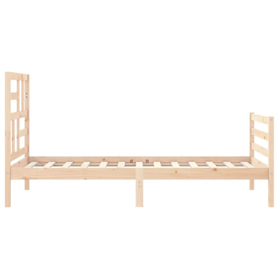 Estructura de cama con cabecero madera maciza 90x200
